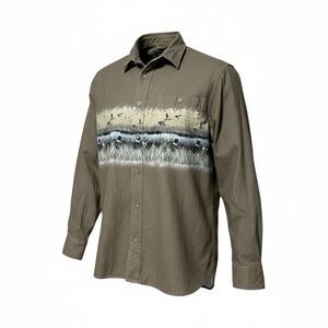 Cabela's Tan Men's Shirt with Bird Print
